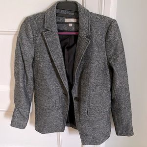 Loft 0P petite gray/black blazer, polyester and wool mix